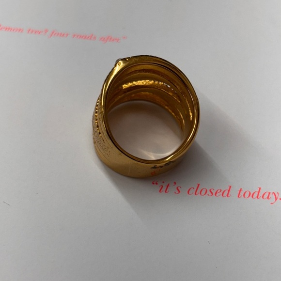 Lina Gold Plated Stainless Steel Multi-Band Ring with CZ Accents - Picture 3 of 4